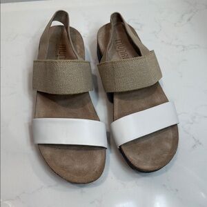 Beige and White Women's Sandals